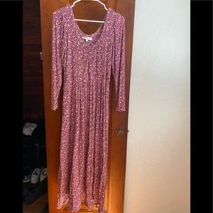Loveshackfancy Jersey long sleeve pink floral dress